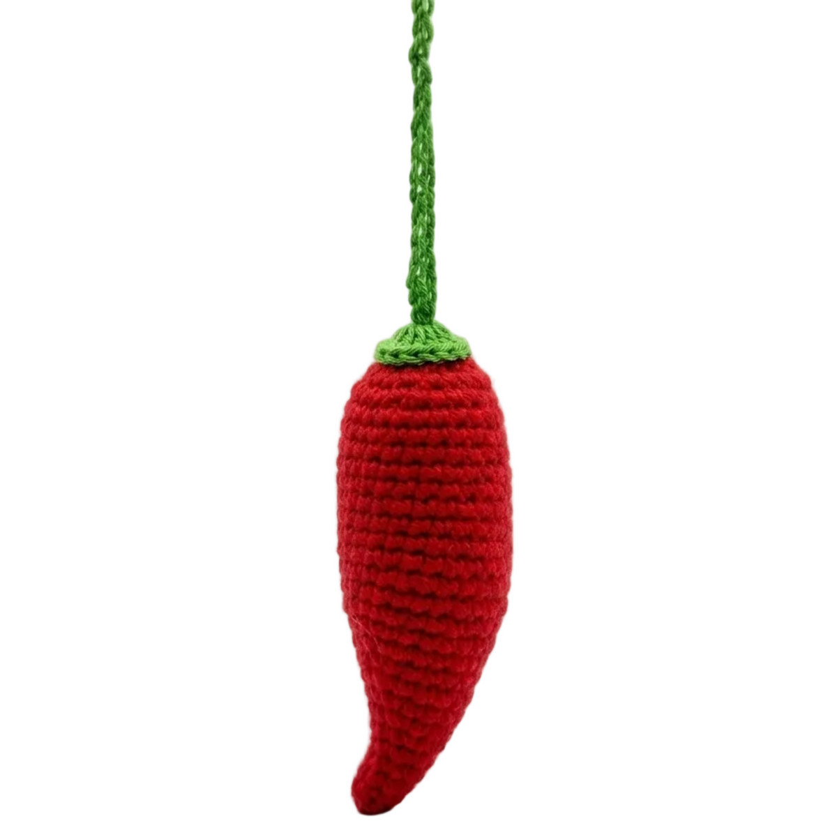 Charm de chile ají picante tejido a mano en crochet para bolso o llavero de Polen wear