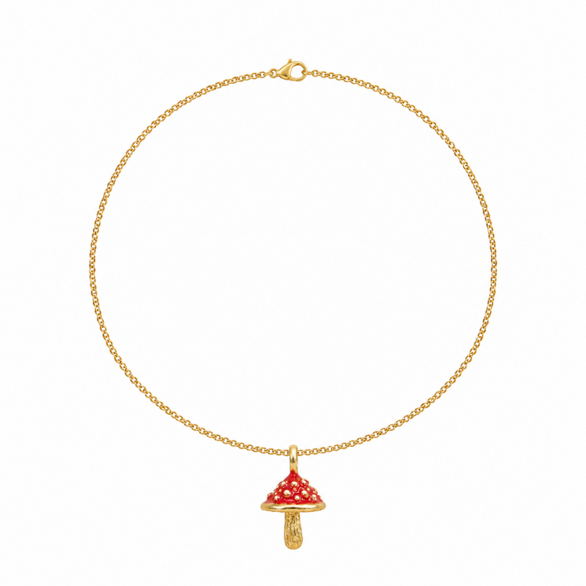 Collar Micelio Muscaria bronce baño de oro 24K.