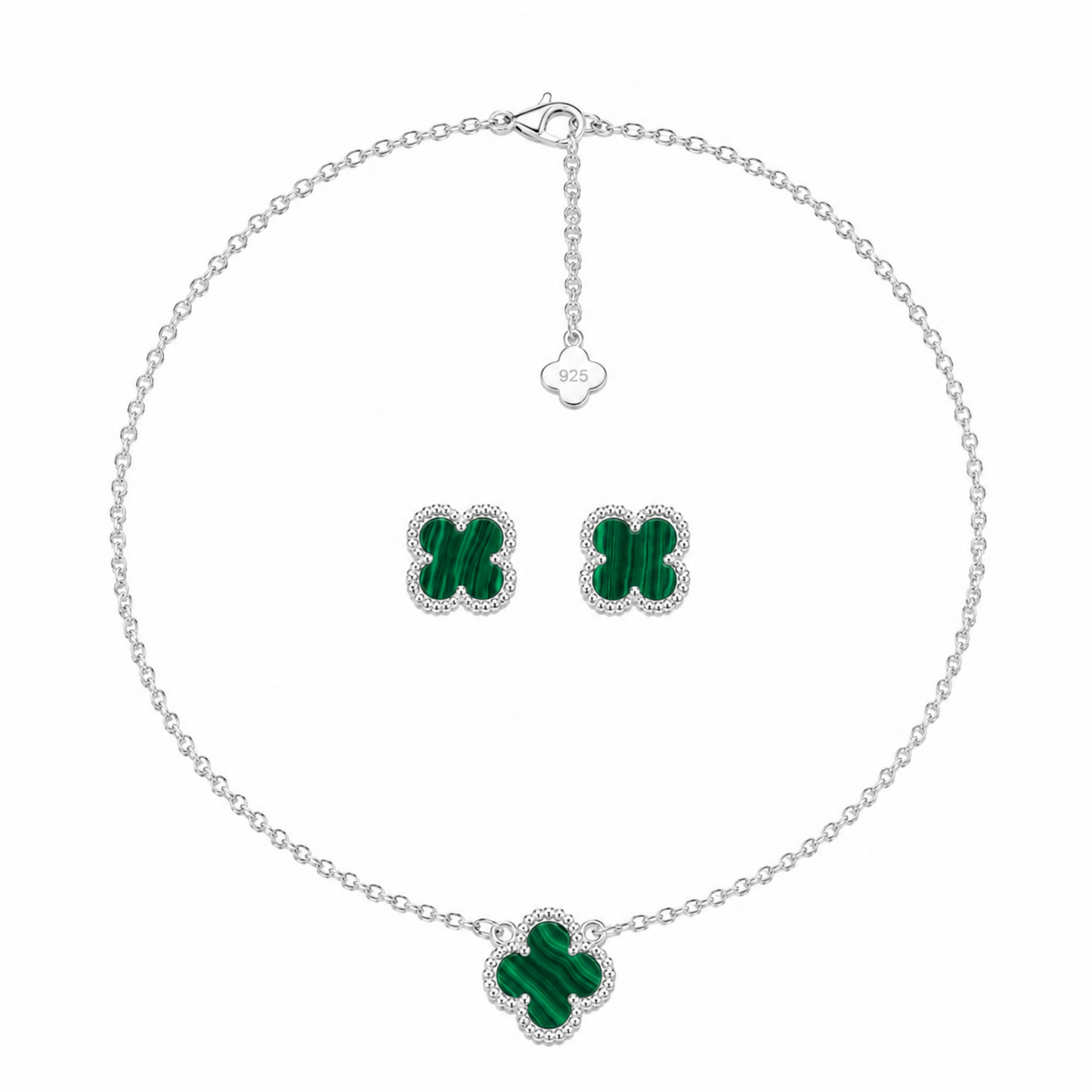 Set Van Cleef verde frailejón plata ley 925.