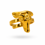 Anillo con silueta de perro salchicha en bronce con baño de oro de 24K de Polen wear