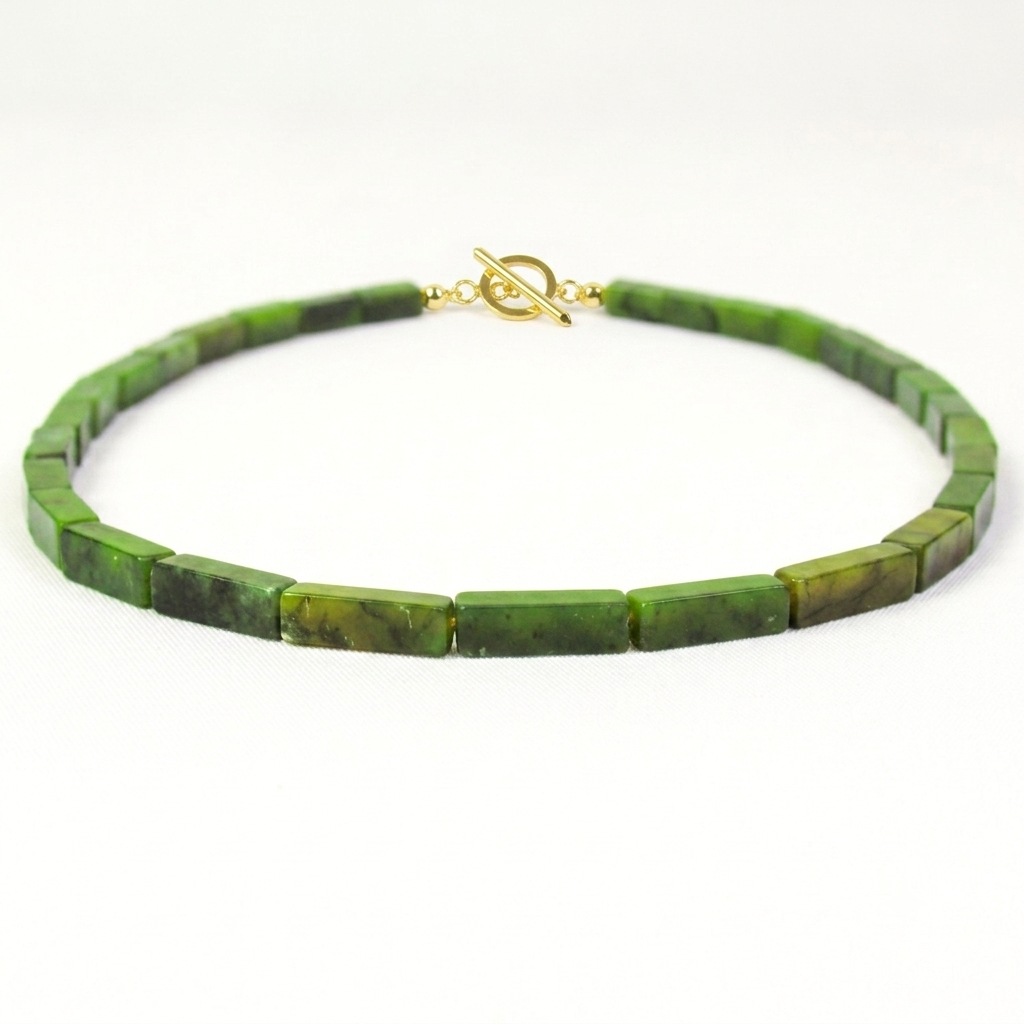 Collar ágata cilindrica verde