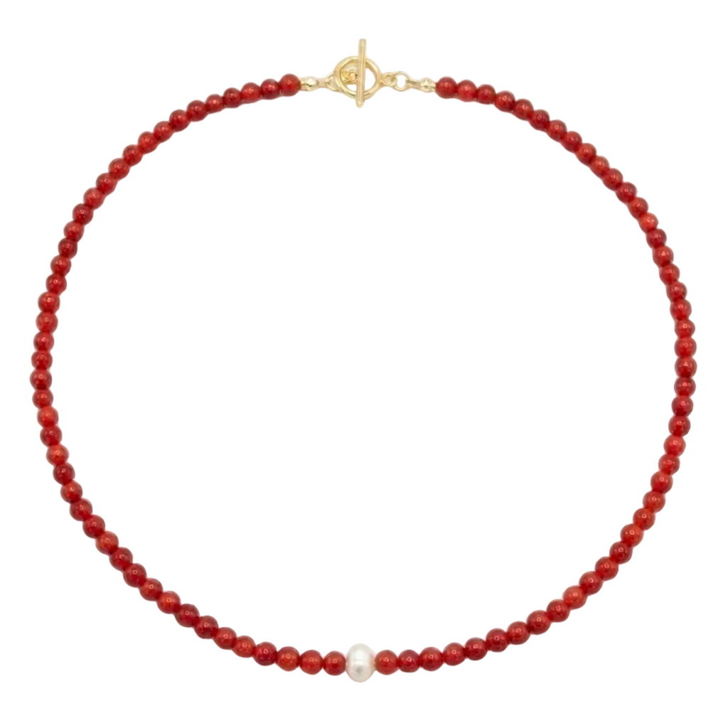 Collar de piedra cornalina perlada tamaño mediano #4