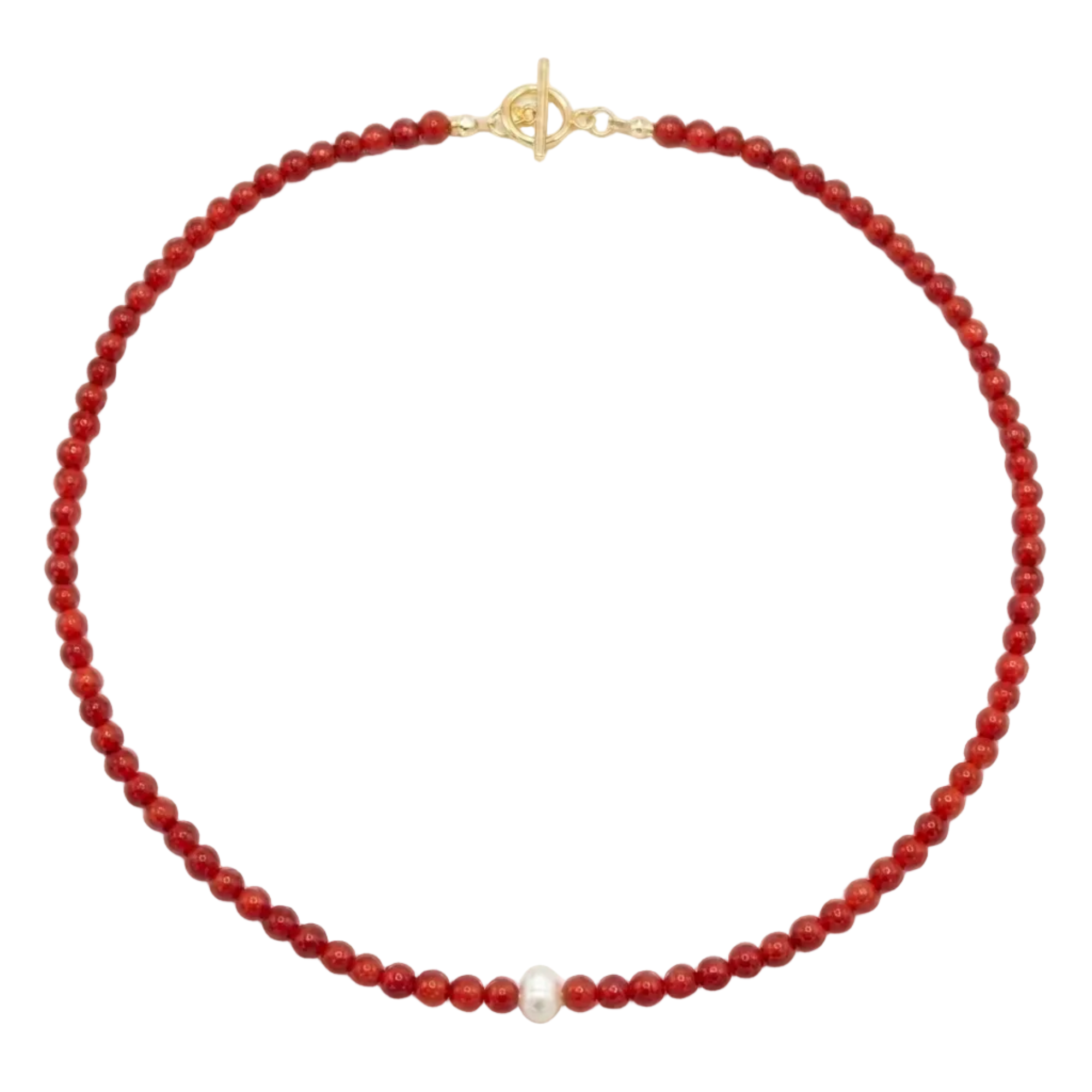 Collar de piedra cornalina perlada tamaño mediano #4