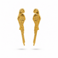 Aretes largos de guacamaya escultural en bronce con baño de oro de 24K de Polen wear