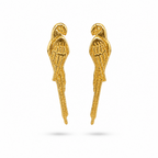 Aretes largos de guacamaya escultural en bronce con baño de oro de 24K de Polen wear