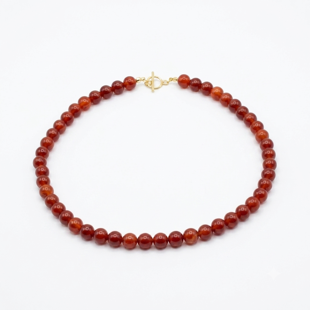 Collar de piedra natural cornalina tamaño mediano #8.