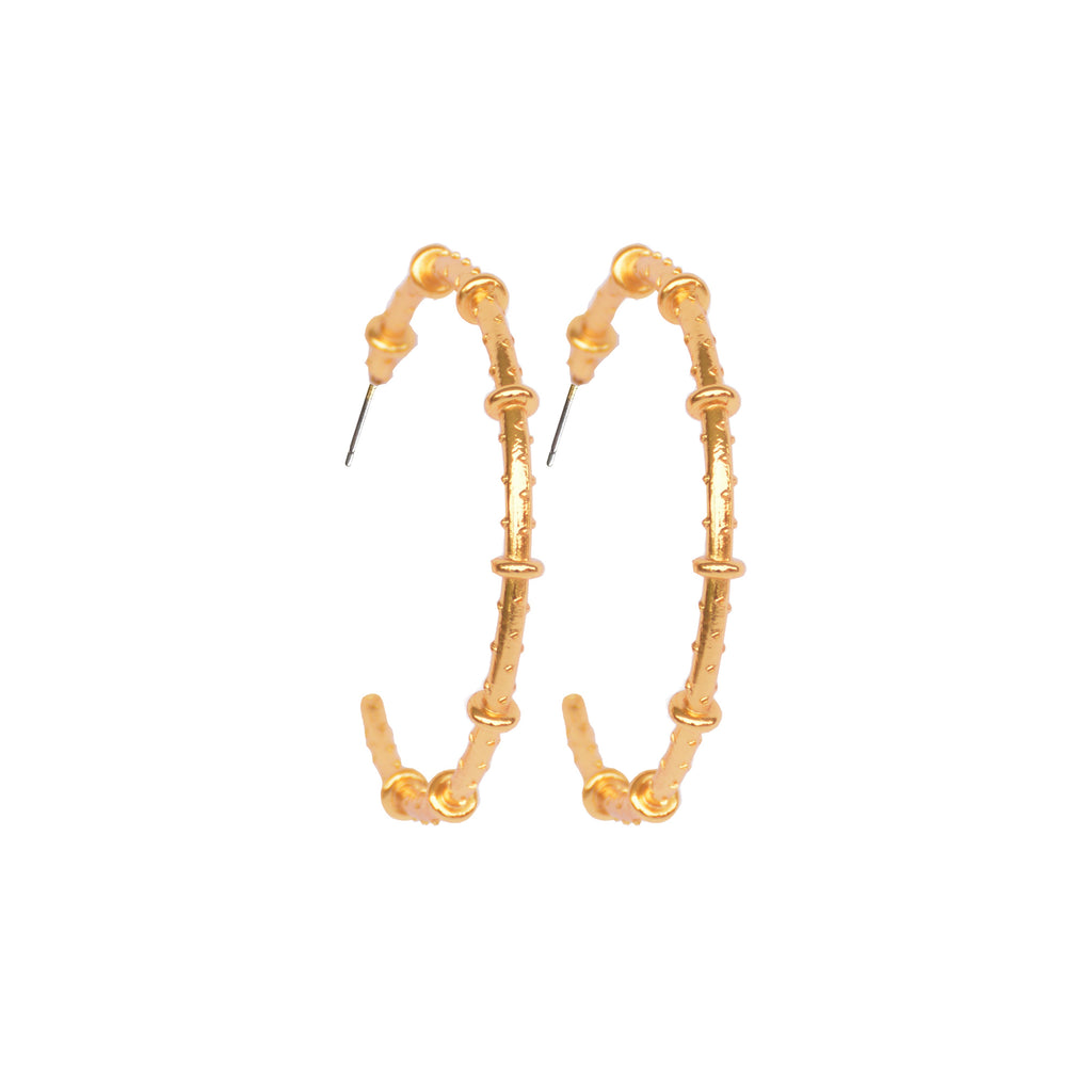 Candongas maxi de bronce con baño de oro de 24K Anillos de Saturno de Polen wear