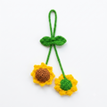 Charm doble de girasoles tejido a mano en crochet para bolso o llavero de Polen wear