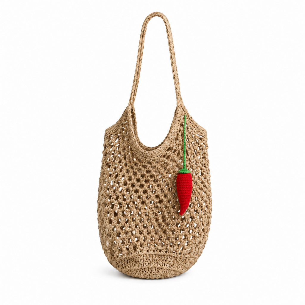 Charm de chile ají picante tejido a mano en crochet para bolso o llavero de Polen wear