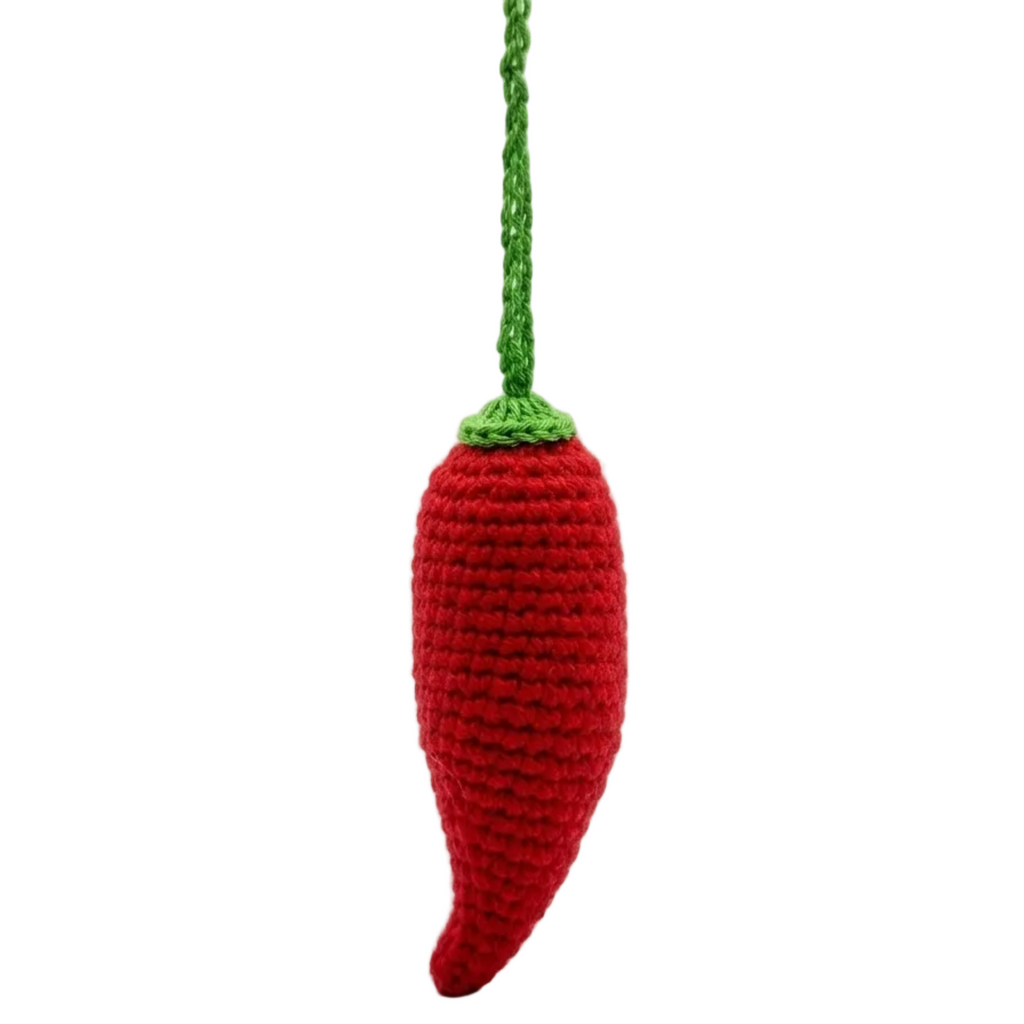 Charm de chile ají picante tejido a mano en crochet para bolso o llavero de Polen wear