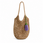 Charm de berenjena tejido a mano en crochet para bolso o llavero de Polen wear