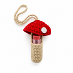 Charm de hongo porta labial tejido a mano en crochet para bolso o llavero de Polen wear