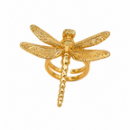 Anillo de gran formato con silueta de libélula grande en bronce con baño de oro de 24K de Polen wear