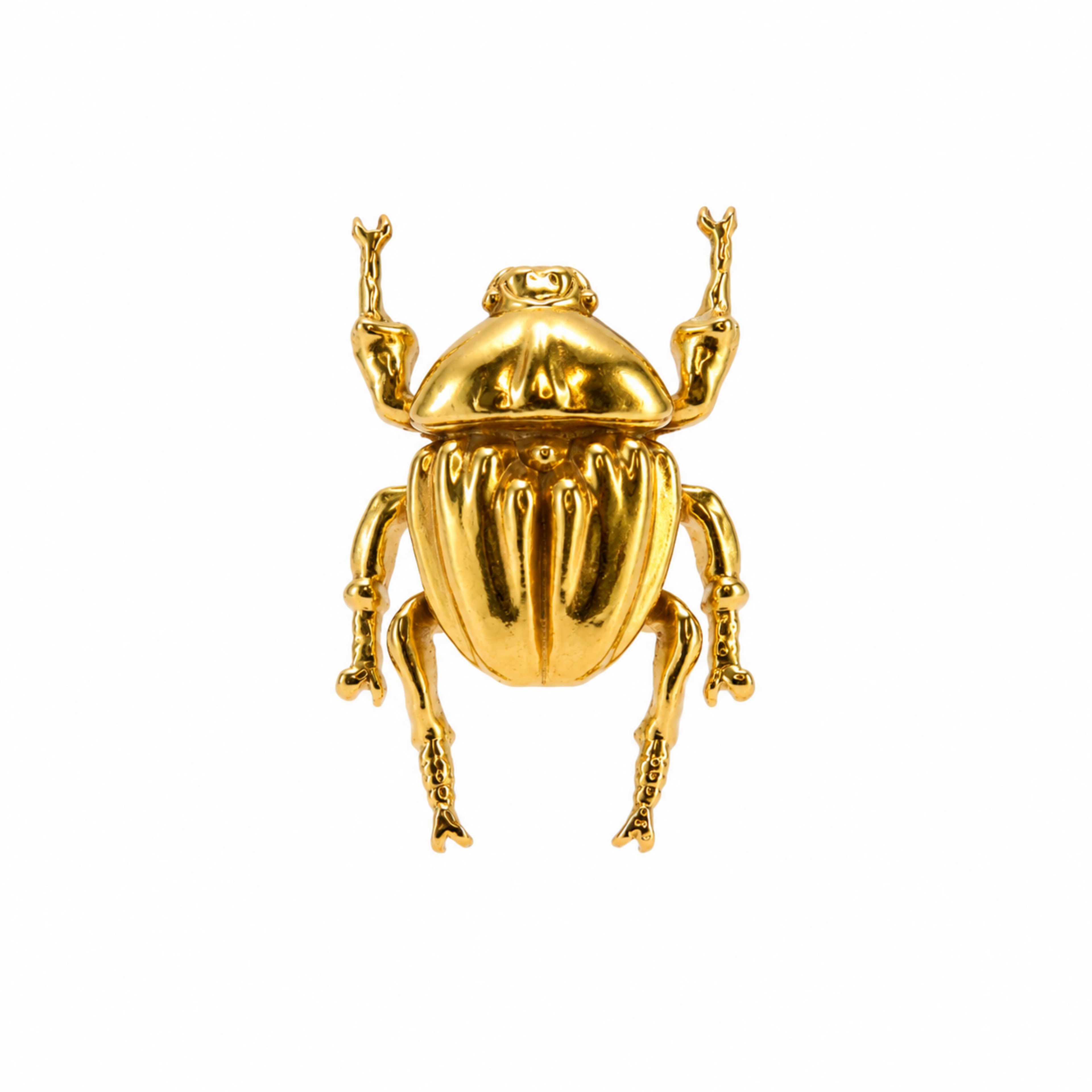 Anillo con figura central de escarabajo en bronce con baño de oro de 24K de Polen wear