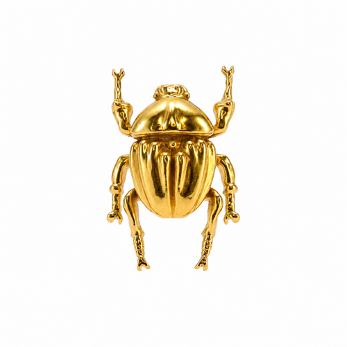 Anillo con figura central de escarabajo en bronce con baño de oro de 24K de Polen wear