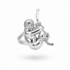 Anillo en forma de perezoso en su rama en bronce con baño de plata ley 925 de Polen wear
