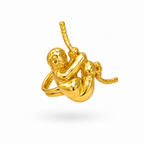Anillo en forma de perezoso en su rama en bronce con baño de oro 24K de Polen wear