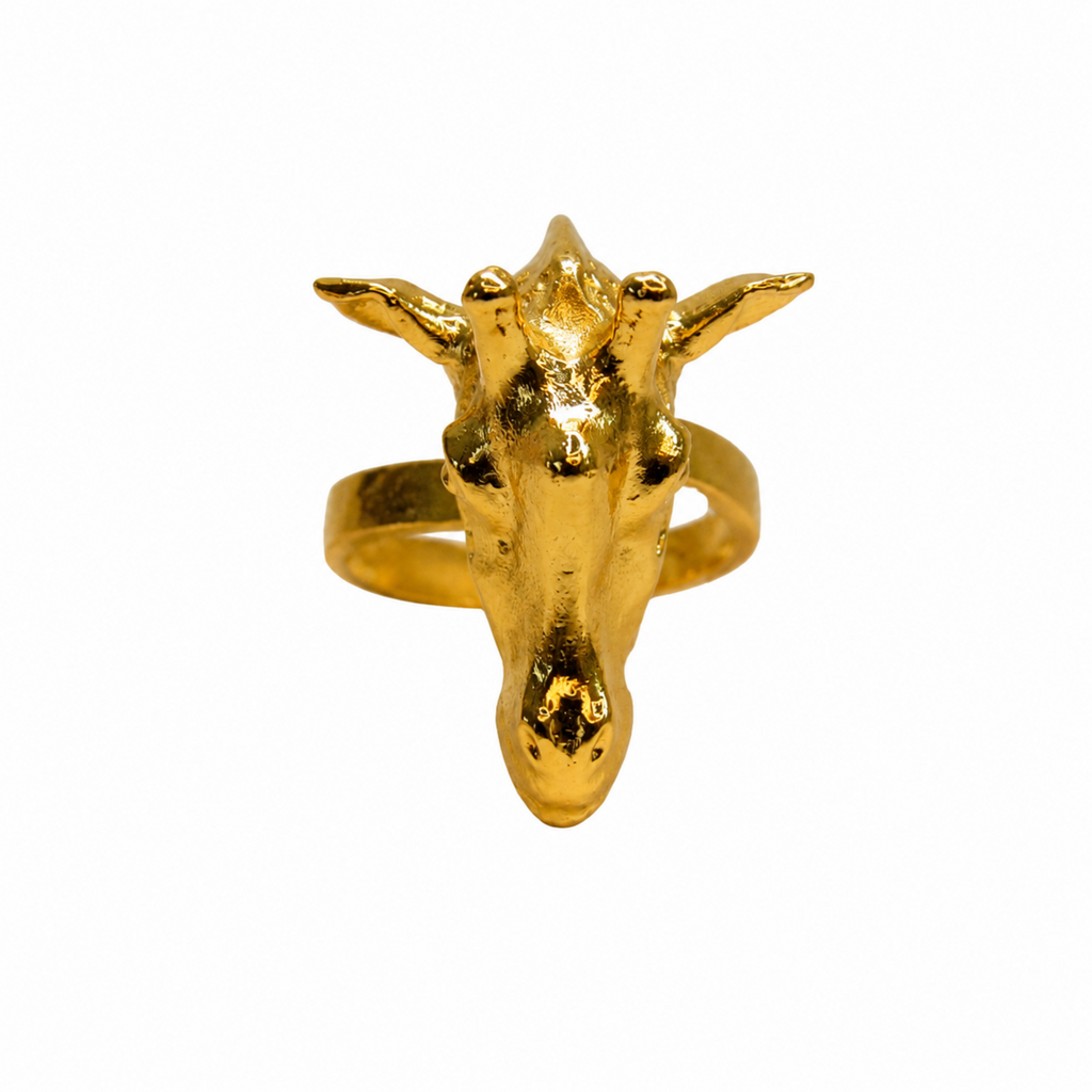 Anillo con silueta de jirafa en bronce con baño de oro de 24K de Polen wear
