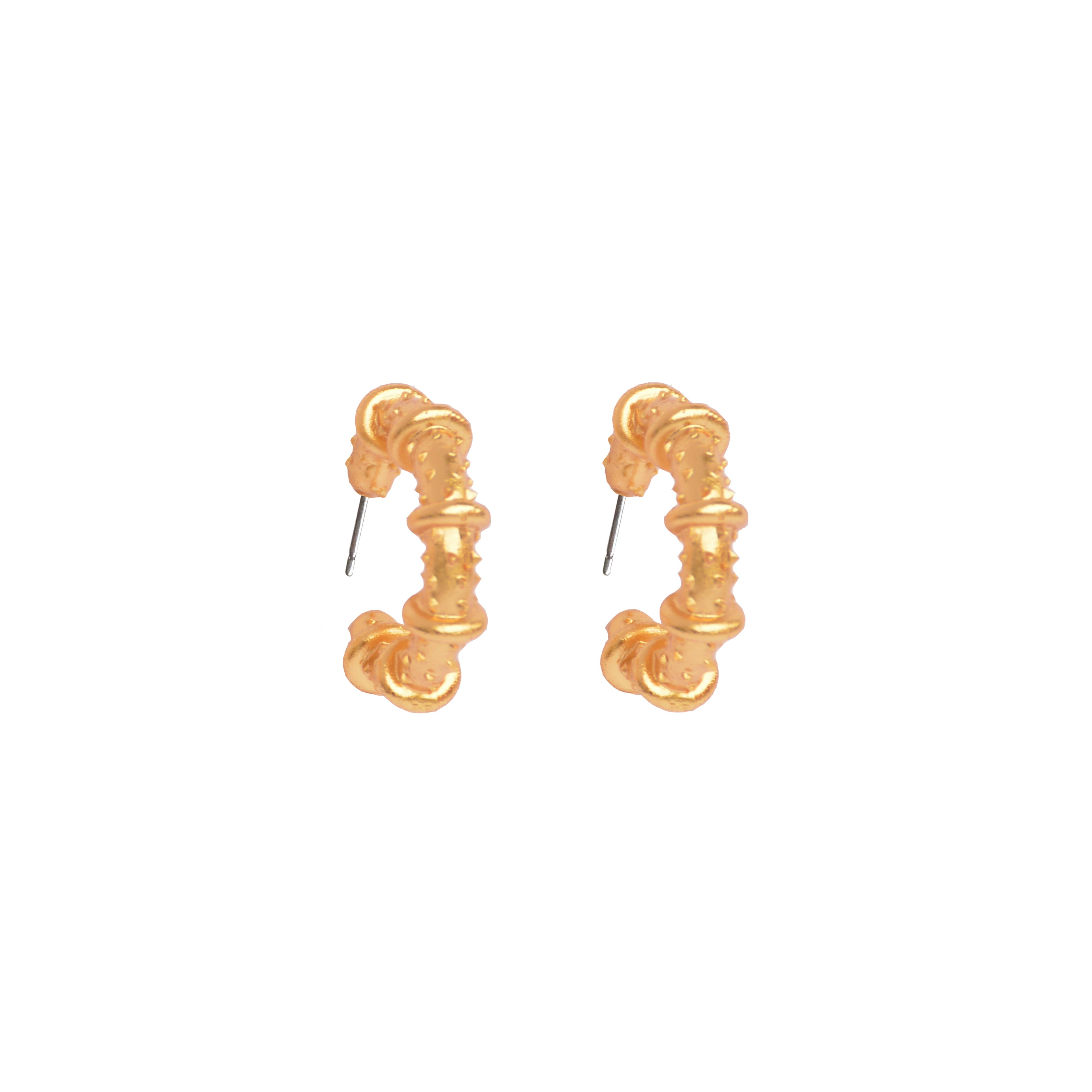 Candongas mini de bronce con baño de oro de 24K Anillos de Saturno de Polen wear