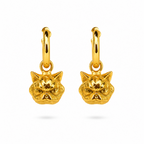 Candongas medianas de bronce con baño de oro de 24K y dijes de gato persa de Polen wear