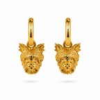 Candongas medianas en baño de oro de 24K con dijes de perro Yorkie de Polen wear