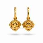 Candongas medianas en baño de oro de 24K con dijes de perro Golden Retriever de Polen wear