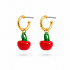 Candongas medianas con baño de oro de 24K y dijes de Tomate de Polen wear