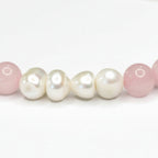 Detalles de collar de cuarzo rosa natural y perlas de río tamaño mediano #8