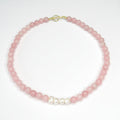 Collar de cuarzo rosa natural y perlas de río tamaño mediano #8 