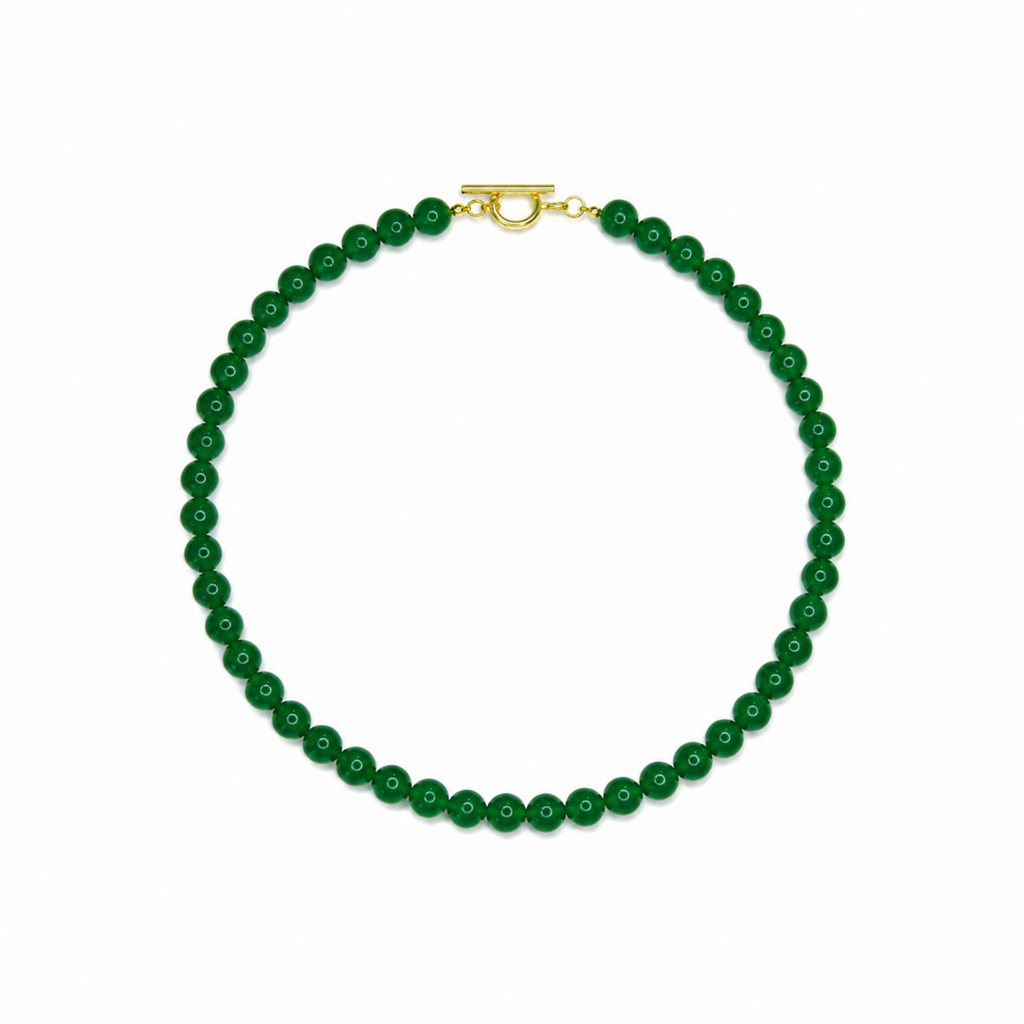 Collar de piedra natural jade verde #8.