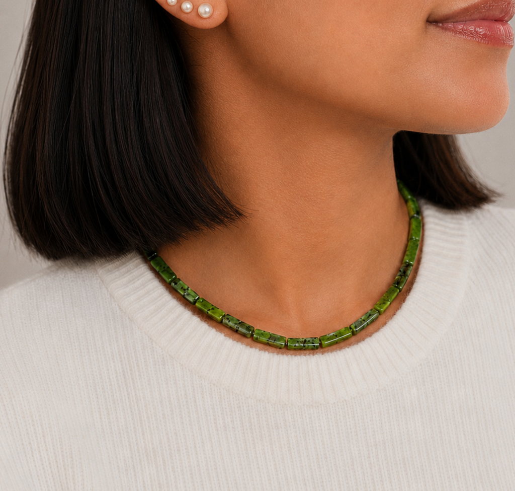 COLLAR ÁGATA VERDE CILINDRO