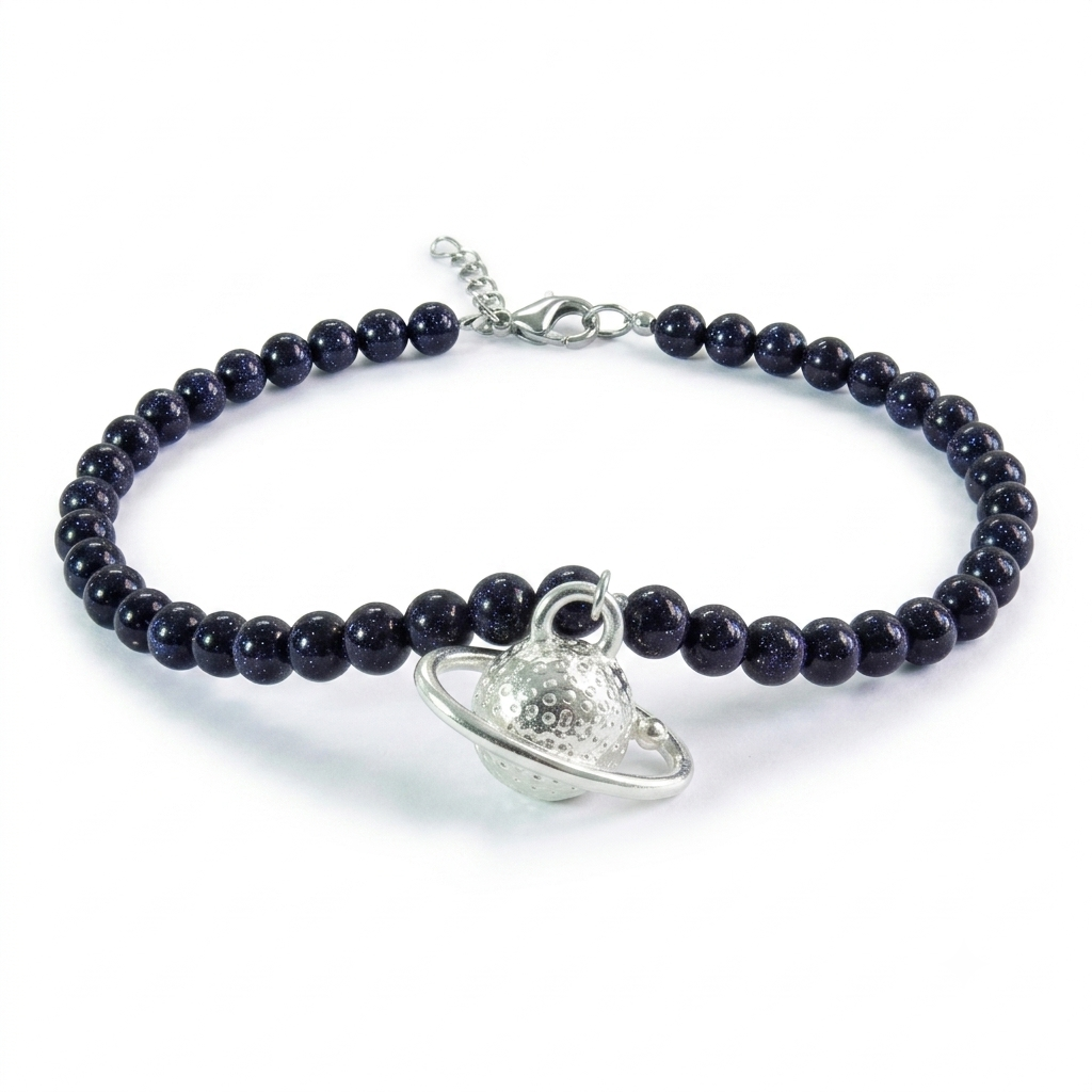 Collar saturno silver bronce baño de plata 925.