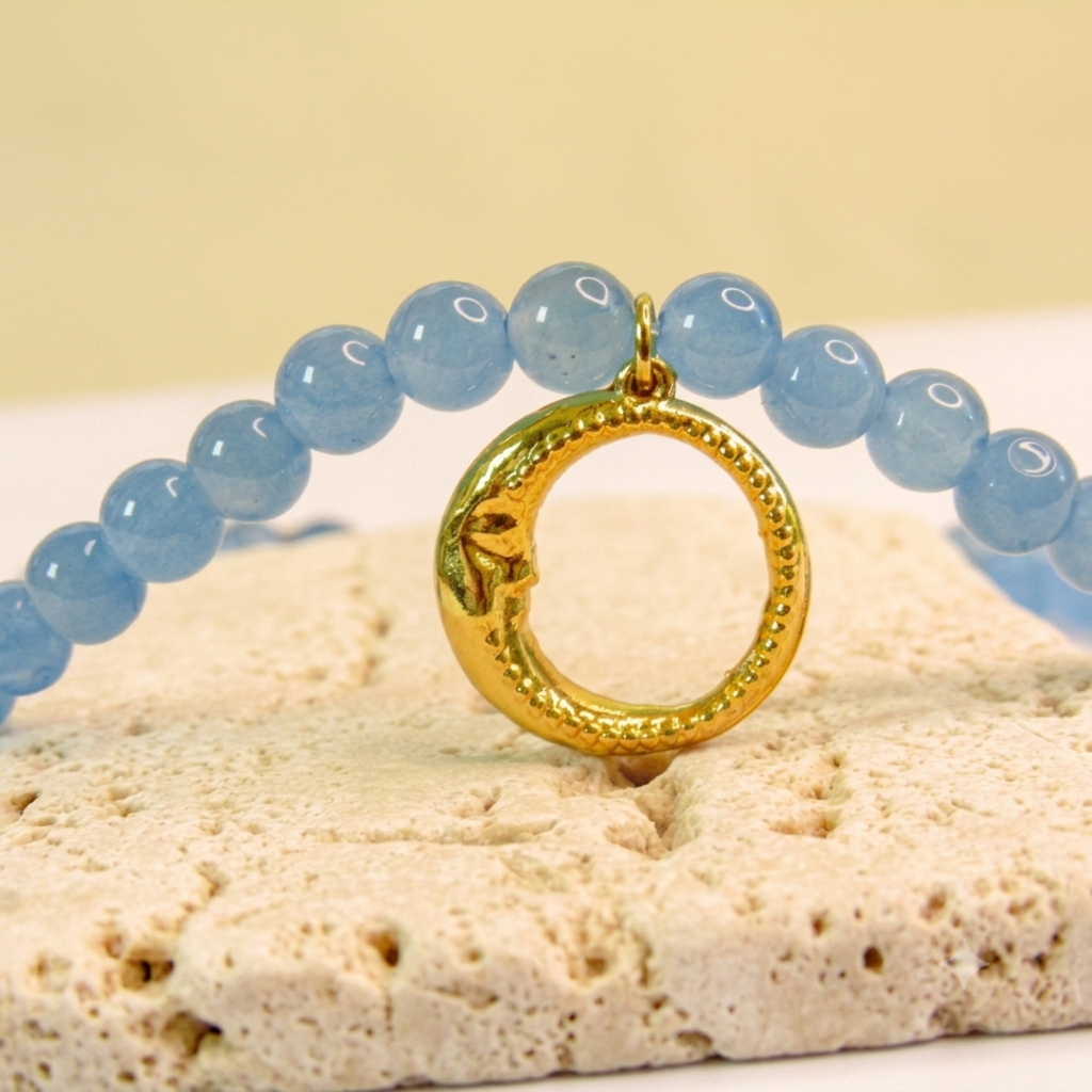 Collar Moon Gold agua marina.