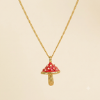 Collar Micelio Muscaria bronce baño de oro 24K.