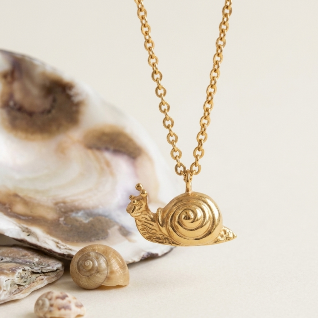 Collar Caracol bronce baño de oro 24K