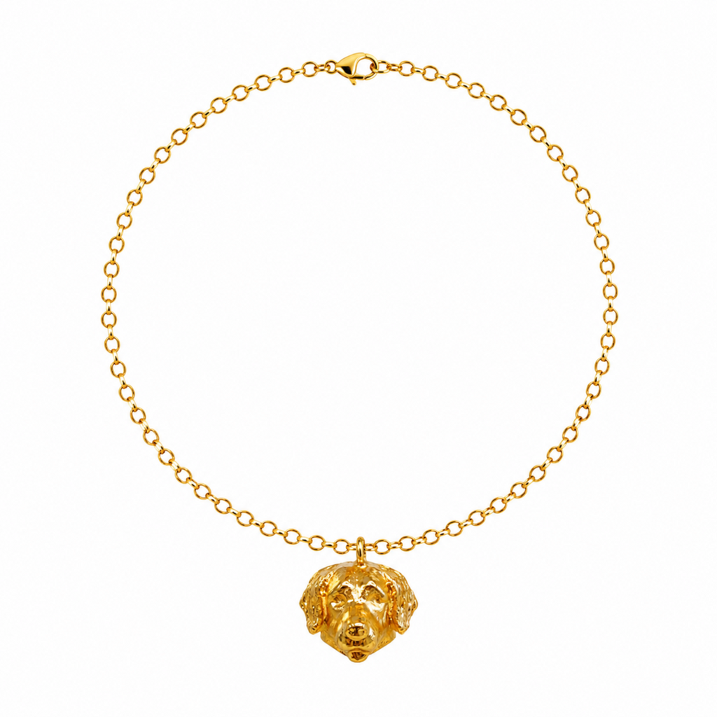Collar Golden Retriever bronce baño de oro 24K