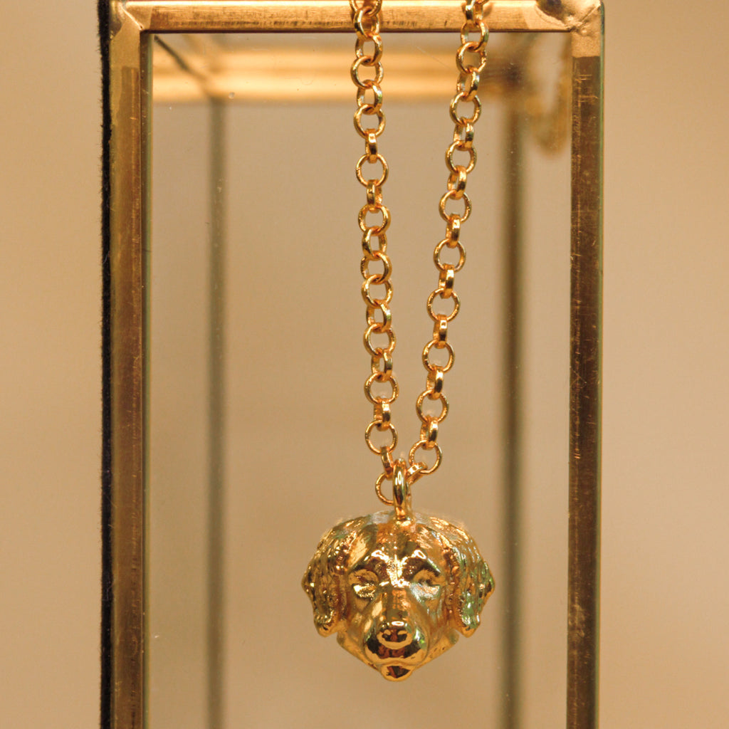 Collar Golden Retriever bronce baño de oro 24K
