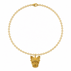Collar perro Yorkie bronce baño de oro 24k.