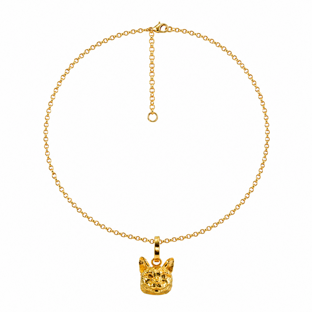Collar gato bengalí, broncebaño deoro 24K.