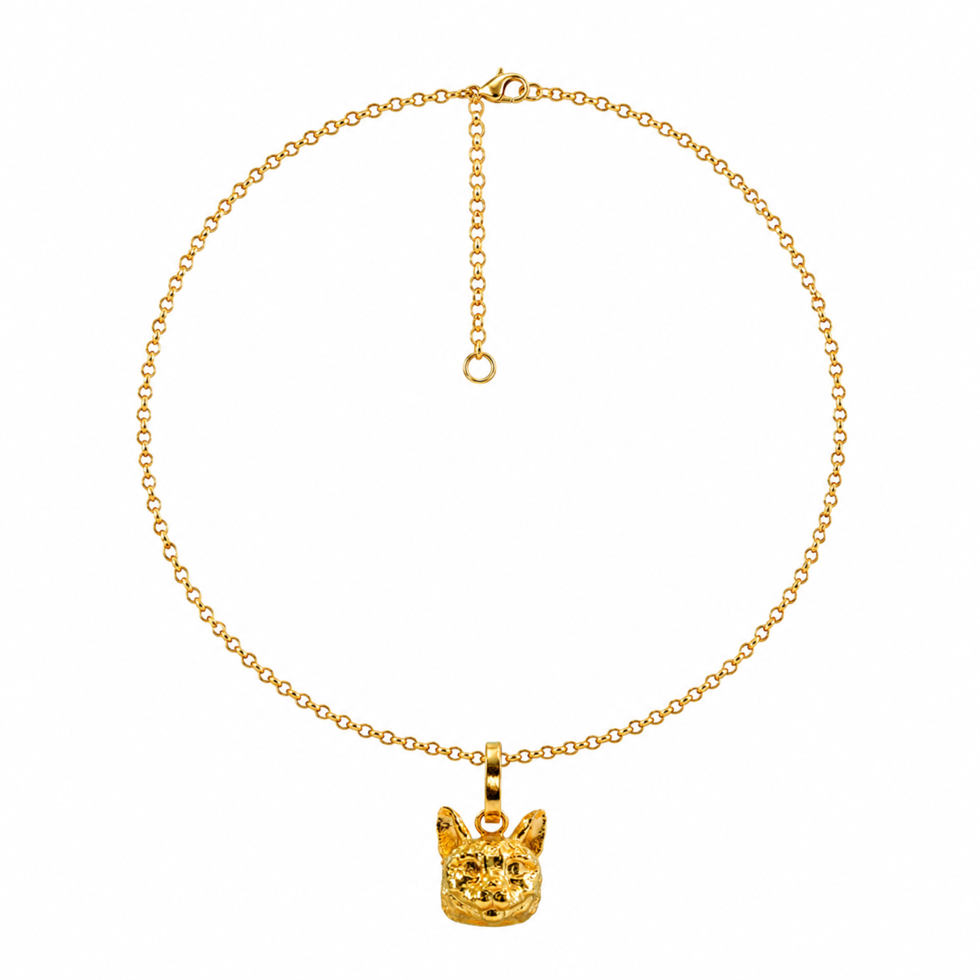 Collar gato bengalí, broncebaño deoro 24K.