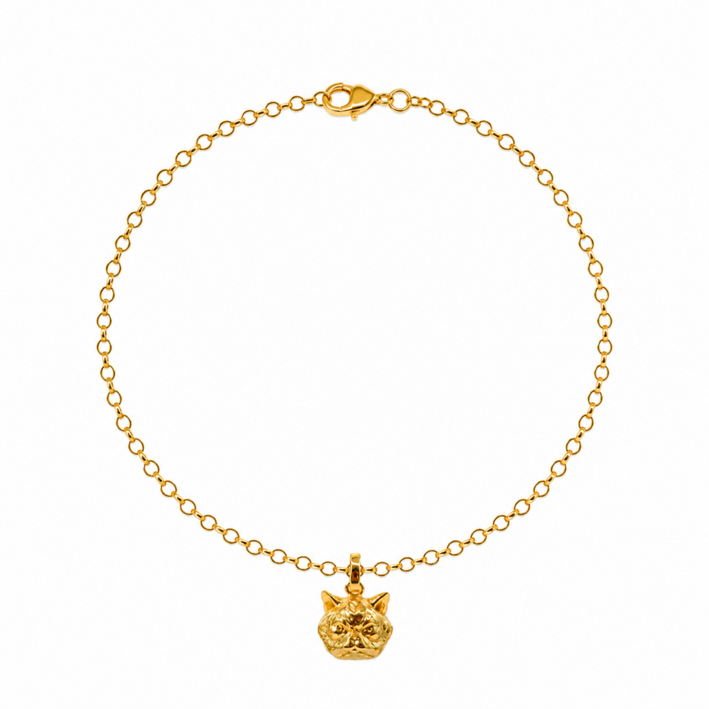 Collar gato persa bronce baño de oro 24K.