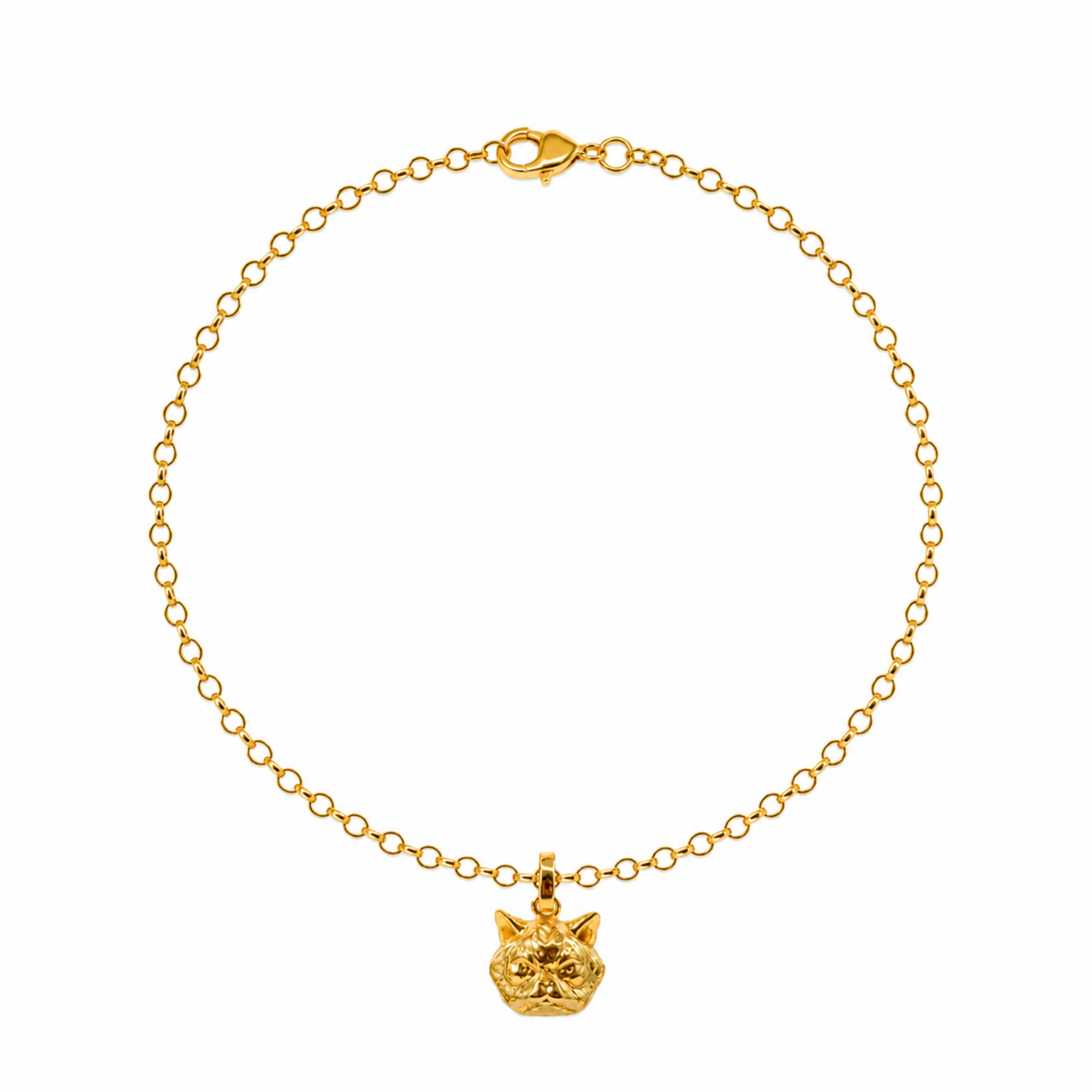 Collar gato persa bronce baño de oro 24K.