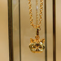 Collar Gato Persa bronce baño de oro 24K
