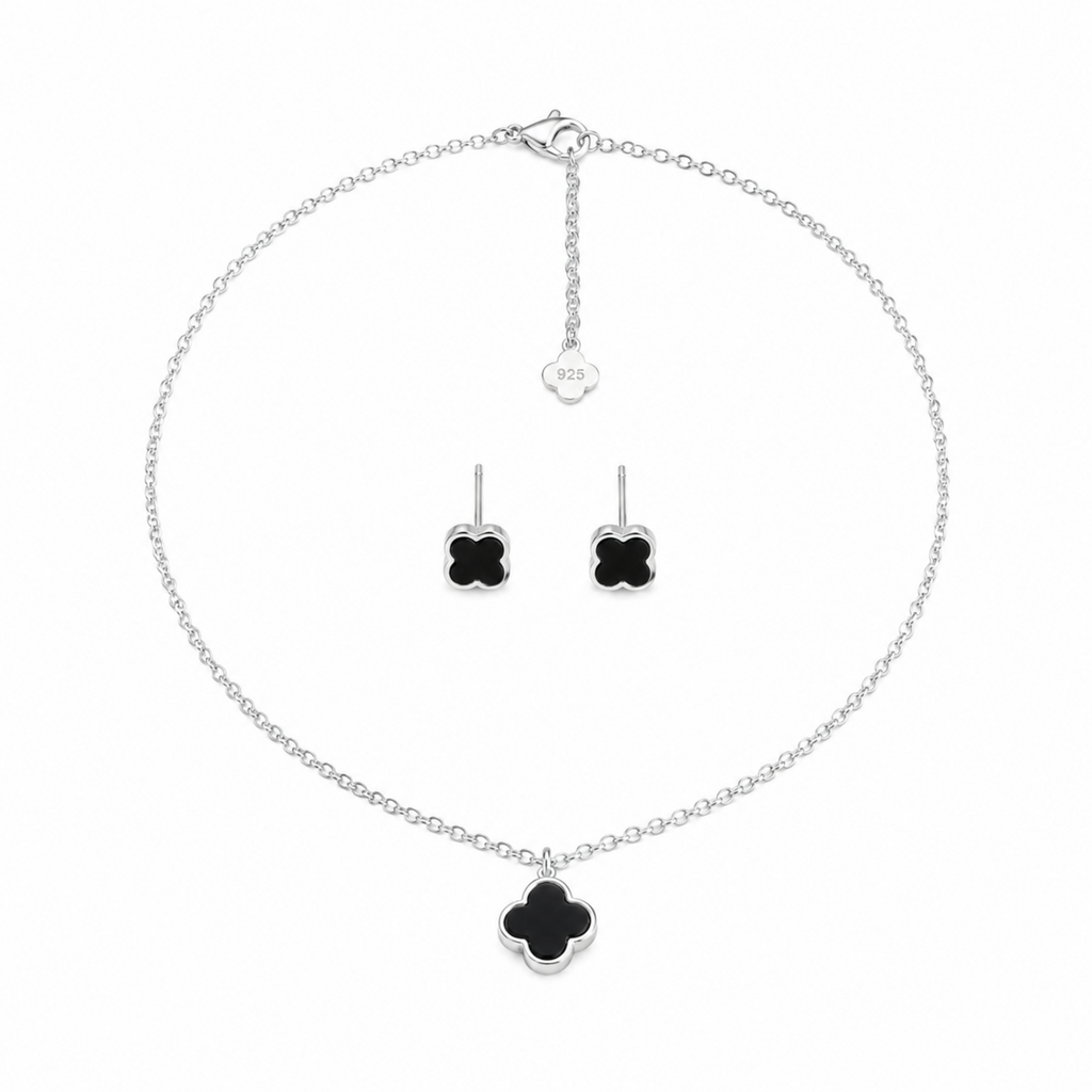 Set Van Cleef negro prisma plata ley 925.