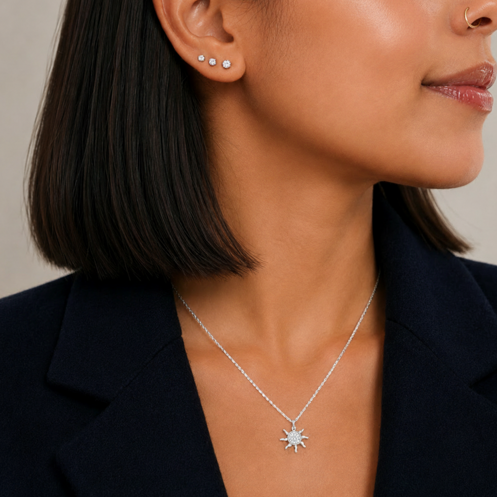COLLAR SOL - PLATA RODINADA LEY 925