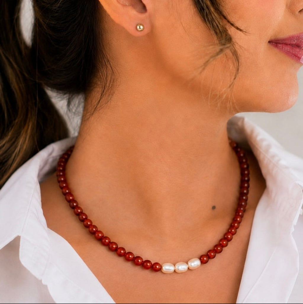 Collar cornalina perlada#8