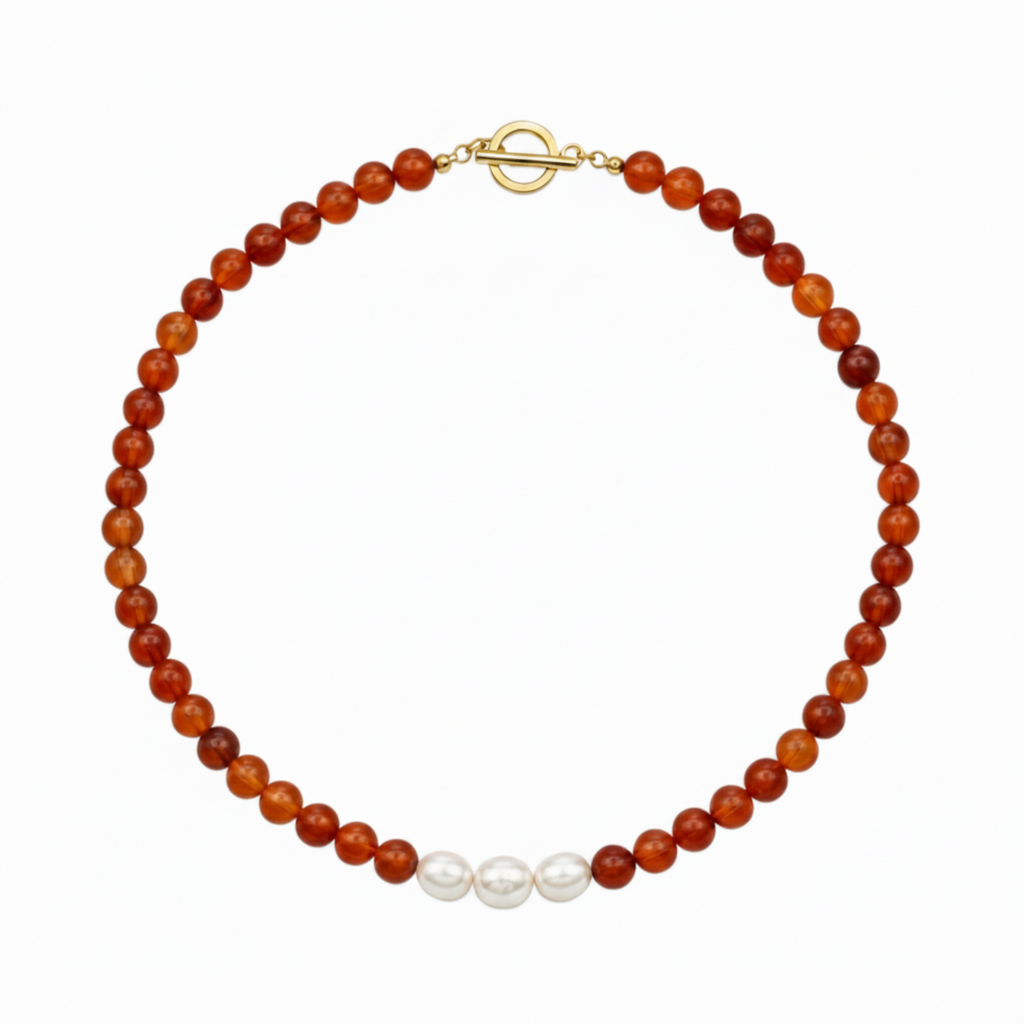 Collar cornalina perlada #8