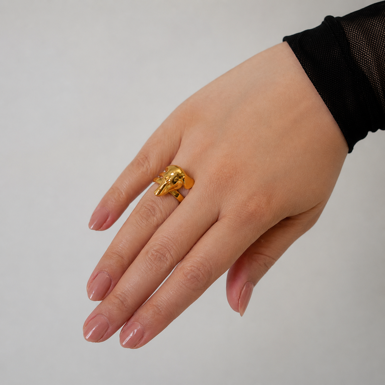 Anillo con silueta de perro salchicha en bronce con baño de oro de 24K de Polen wear