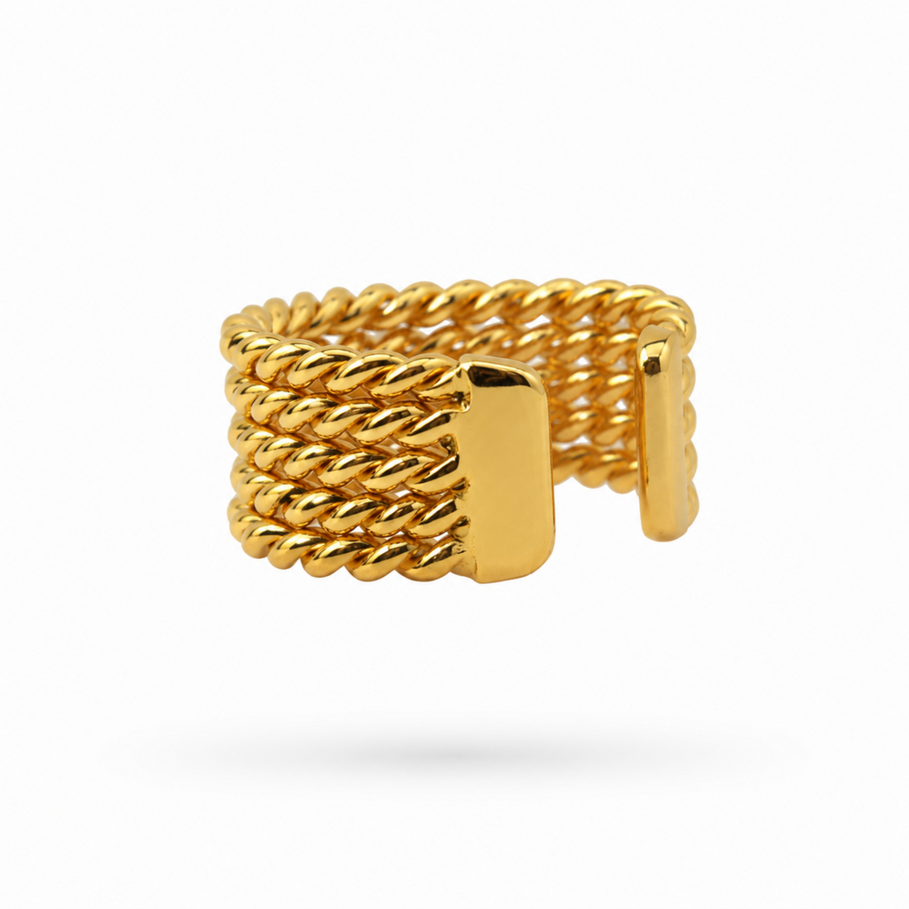 Earcuff a presión con diseño entorchado texturizado en bronce con baño de oro de 24K de Polen wear