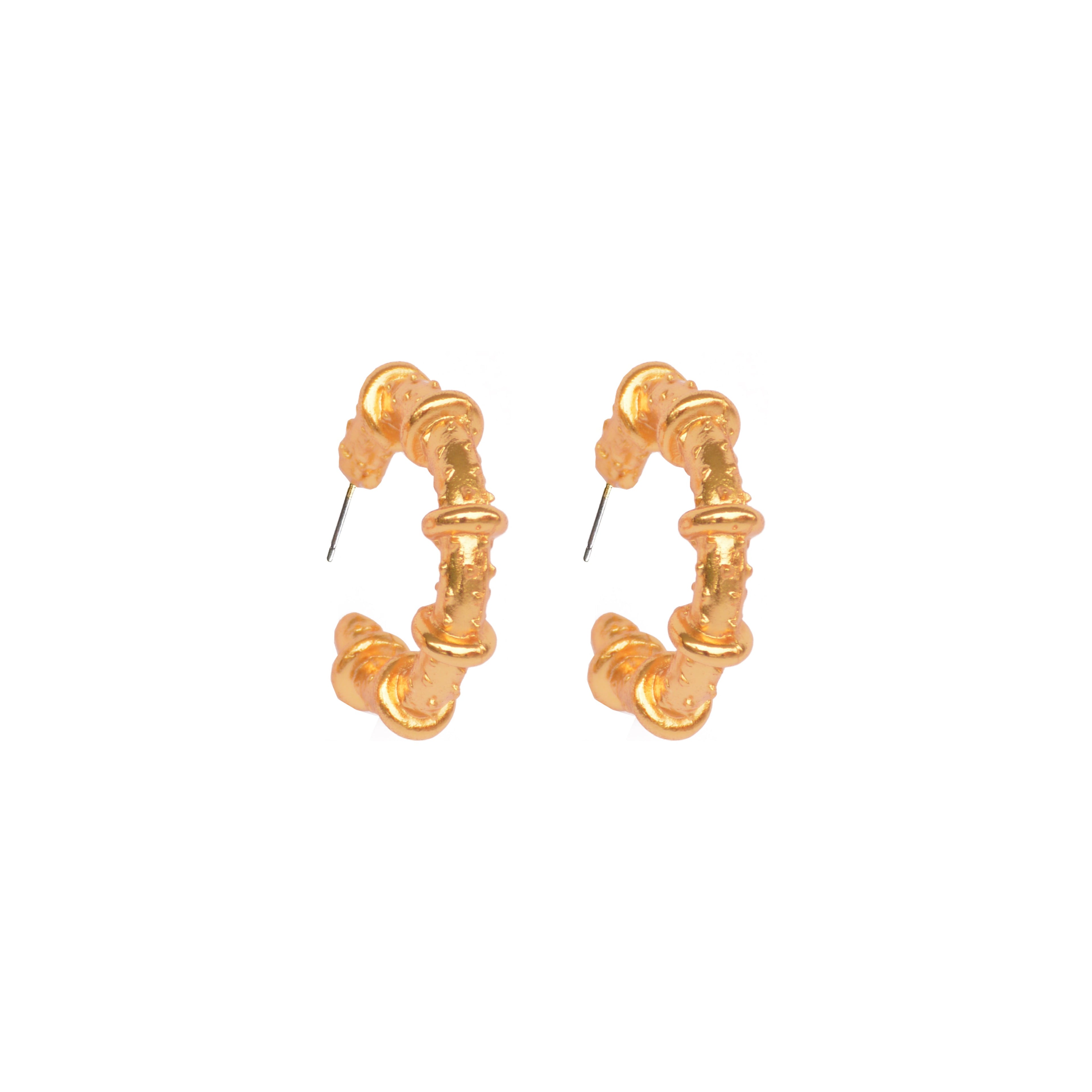 Candongas medianas de bronce con baño de oro de 24K Anillos de Saturno de Polen wear
